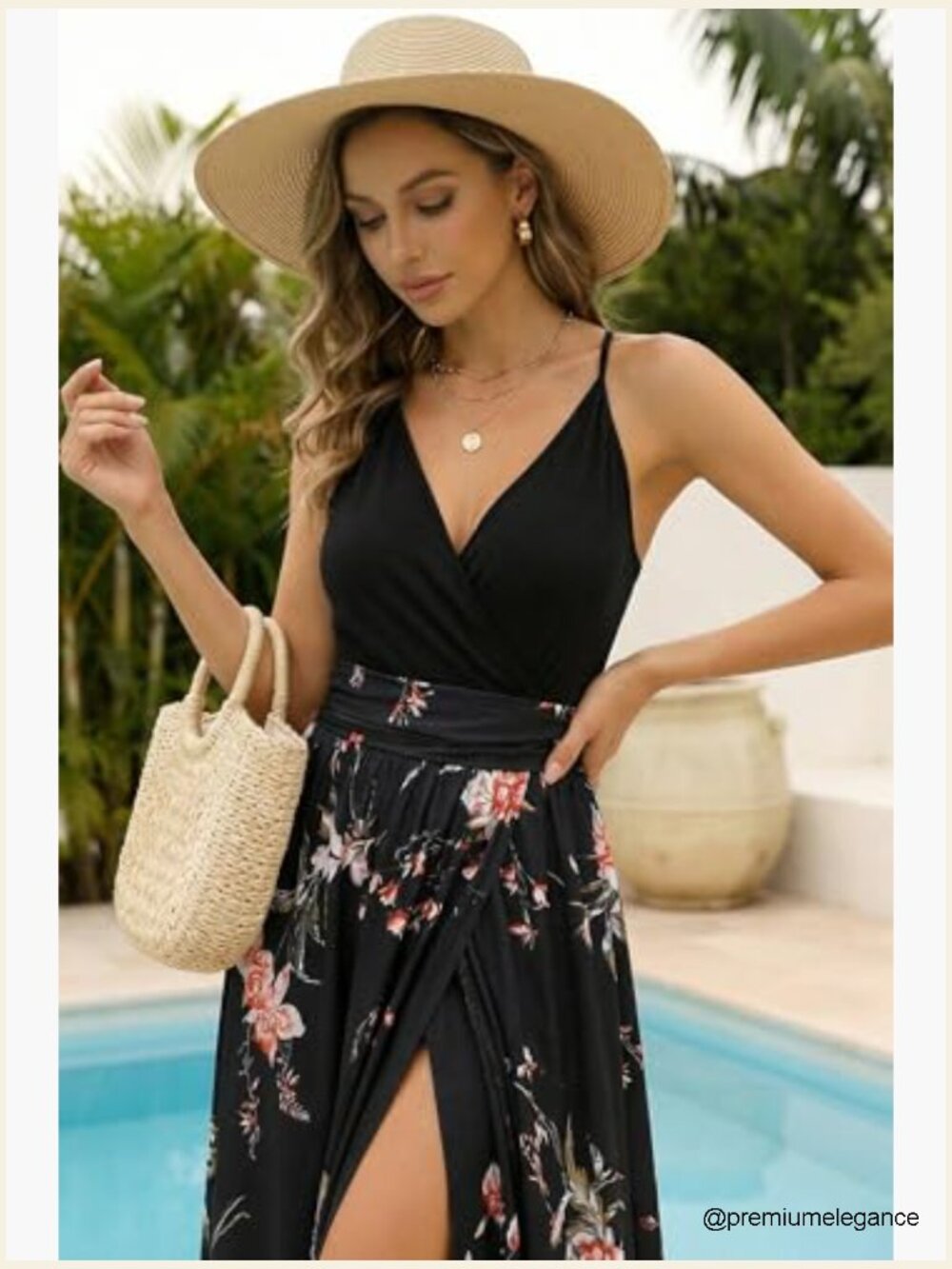 Lightweight Maxi Dress with V-Neck and Side Slit, Flowy Summer Casual - Picture 3 of 7